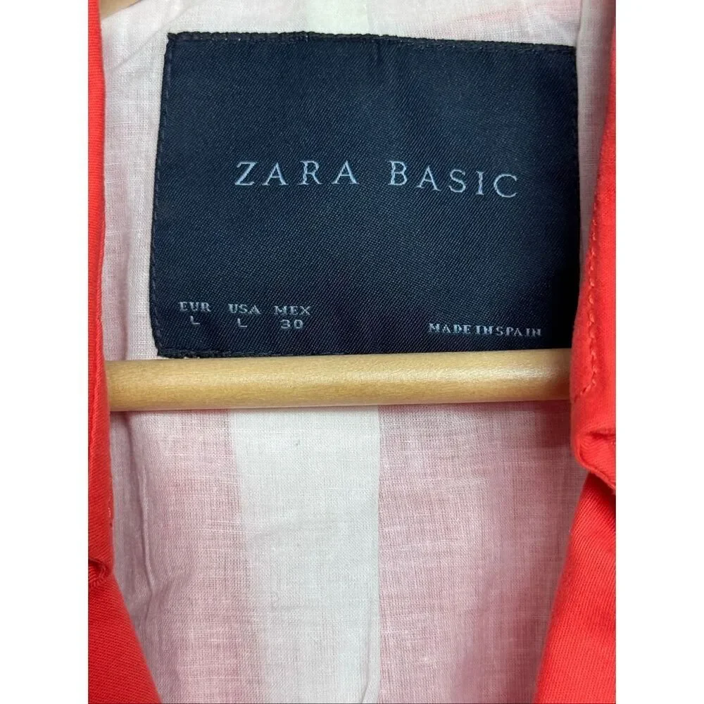 Zara basic coral trench coat with belt #trenchcoat large‎ - Picture 6 of 8